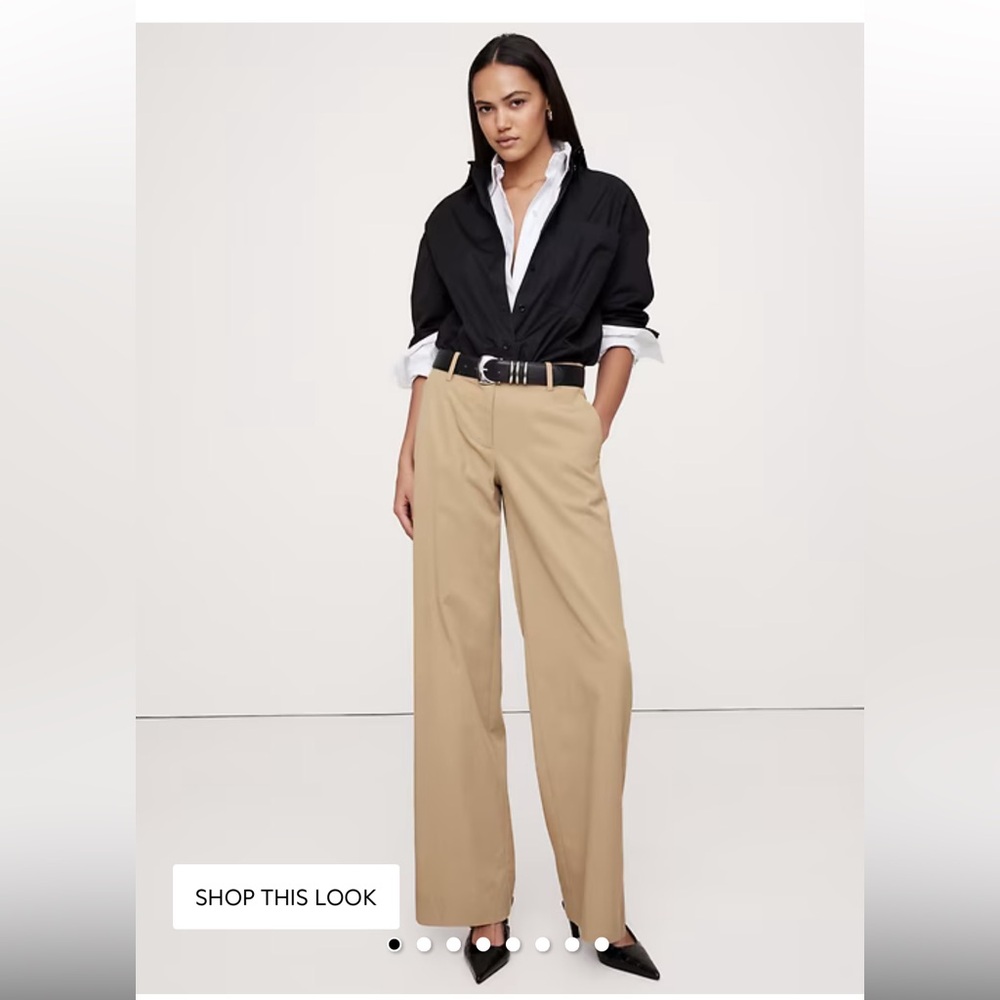 Banana Republic Beige Wide-Leg Martin Pants